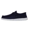 Wally Slub Canvas - Navy 1 Wally Slub Canvas - Navy -Heydude Shop 40009 410 WALLY SLUB CANVAS NAVY LEFT SIDE