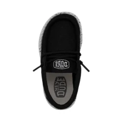 Wally Toddler Slub Canvas - Black -Heydude Shop 40029 001 WALLYTODDLERSLUBCANVAS BLACK LEFTTOP