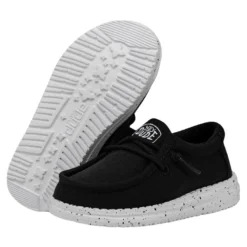 Wally Toddler Slub Canvas - Black -Heydude Shop 40029 001 WALLYTODDLERSLUBCANVAS BLACK PAIRBOTTOM