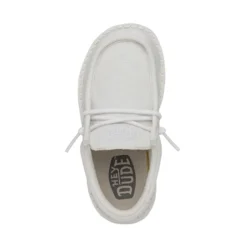 Wally Toddler Slub Canvas - White 13 Wally Toddler Slub Canvas - White -Heydude Shop 40029 100 WALLYTODDLERSLUBCANVAS WHITE LEFTTOP