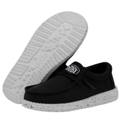 Wally Youth Slub Canvas - Black -Heydude Shop 40044 001 WALLYYOUTHSLUBCANVAS BLACK PAIRBOTTOM
