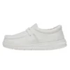 Wally Youth Slub Canvas - White -Heydude Shop 40044 100 WALLYYOUTHSLUBCANVAS WHITE LEFTSIDE