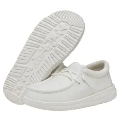 Wally Youth Slub Canvas - White -Heydude Shop 40044 100 WALLYYOUTHSLUBCANVAS WHITE PAIRBOTTOM