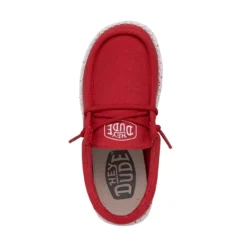 Wally Youth Slub Canvas - Red -Heydude Shop 40044 610 WALLYYOUTHSLUBCANVAS RED LEFTTOP