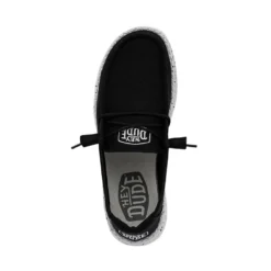 Wendy Slub Canvas - Black -Heydude Shop 40063 001 WENDY SLUB CANVAS BLACK LEFT 6