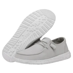Wendy Slub Canvas - Light Grey -Heydude Shop 40063 007 WENDYSLUBCANVAS LIGHTGREY PAIRBOTTOM