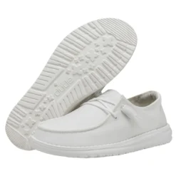 Wendy Slub Canvas - White -Heydude Shop 40063 100 WENDY SLUB CANVAS WHITE LEFT 3