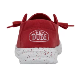 Wendy Slub Canvas - Red -Heydude Shop 40063 610 WENDY SLUB CANVAS RED LEFT 5