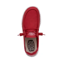 Wendy Slub Canvas - Red -Heydude Shop 40063 610 WENDY SLUB CANVAS RED LEFT 6