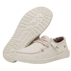 Wendy Stretch Boho Fleur - Sand -Heydude Shop 40082 202 WENDYSTRETCHBOHOFLUER SAND PAIRBOTTOM