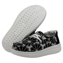 Wendy Youth Rise Eyelet - Black -Heydude Shop 40108 001 WENDY YOUTH RISE EYELET BLACK LEFT 3