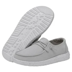 Wendy Youth Slub Canvas - Light Grey -Heydude Shop 40143 007 WENDYYOUTHSLUBCANVAS LIGHTGREY PAIRBOTTOM