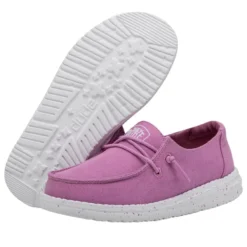 Wendy Youth Slub Canvas - Violet -Heydude Shop 40143 508 WENDY YOUTH SLUB CANVAS VIOLET LEFT 3