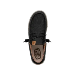 Wally Washed Canvas - Black 13 Wally Washed Canvas - Black -Heydude Shop FW23 M 40296 001 WALLY WASHED CANVAS BLACK LEFT TOP