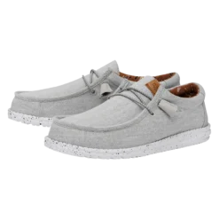 Wally Washed Canvas - Light Grey -Heydude Shop FW23 M 40296 007 WALLY WASHED CANVAS LIGHT GREY LEFT PAIR