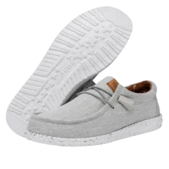 Wally Washed Canvas - Light Grey -Heydude Shop FW23 M 40296 007 WALLY WASHED CANVAS LIGHT GREY LEFT PAIROUTSOLE