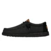 Wally Washed Canvas - Black/Black -Heydude Shop FW23 M 40296 060 WALLY WASHED CANVAS BLACK BLACK LEFT PROFILE