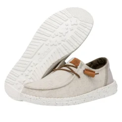 Wendy Washed Canvas - Cream -Heydude Shop FW23 W 40297 13R WENDY WASHED CANVAS CREAM LEFT PAIROUTSOLE